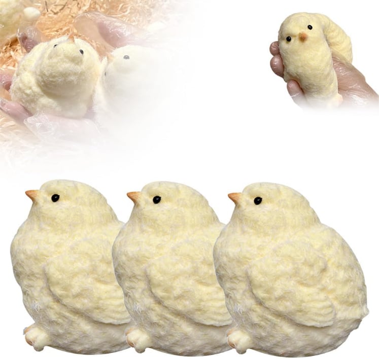 Handmade Ultra Soft Furry Chick Stress Squeeze Toy – Slow Rebound, Du… – ✨ Key