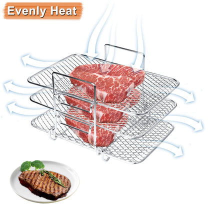 Layer Air Fryer Rack – 304 Stainless Steel | Fits Ninja Dz201 & Dz4… – 🌟 Key