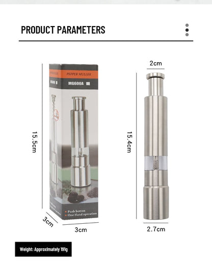 Stainless Steel Salt & Pepper Grinder Set – One-touch Thumb Button, P… – ⏰ Hurry