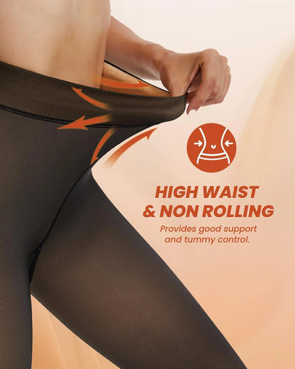 Magic Fleece Lined Leggings – Tummy Control, Skin-tone Sheer, 200g Wa… – ✨ The