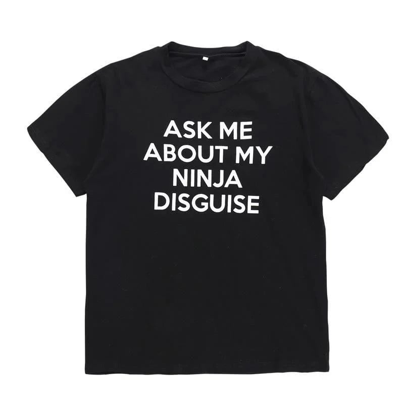Ninja Disguise Flip-up T-shirt – Unisex, Polyester | Funny Costume Te… – 🔹