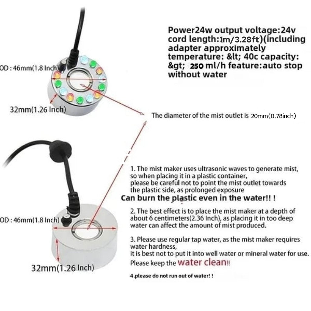Ultrasonic Mist Maker Fogger – Auto Shut-off, Led Colorful Lights | I… – ✨