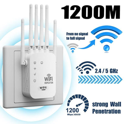 Wifi Extender 1200mbps – 6 Antennas, Dual Band 5ghz/2.4ghz, Supports … – 🔔