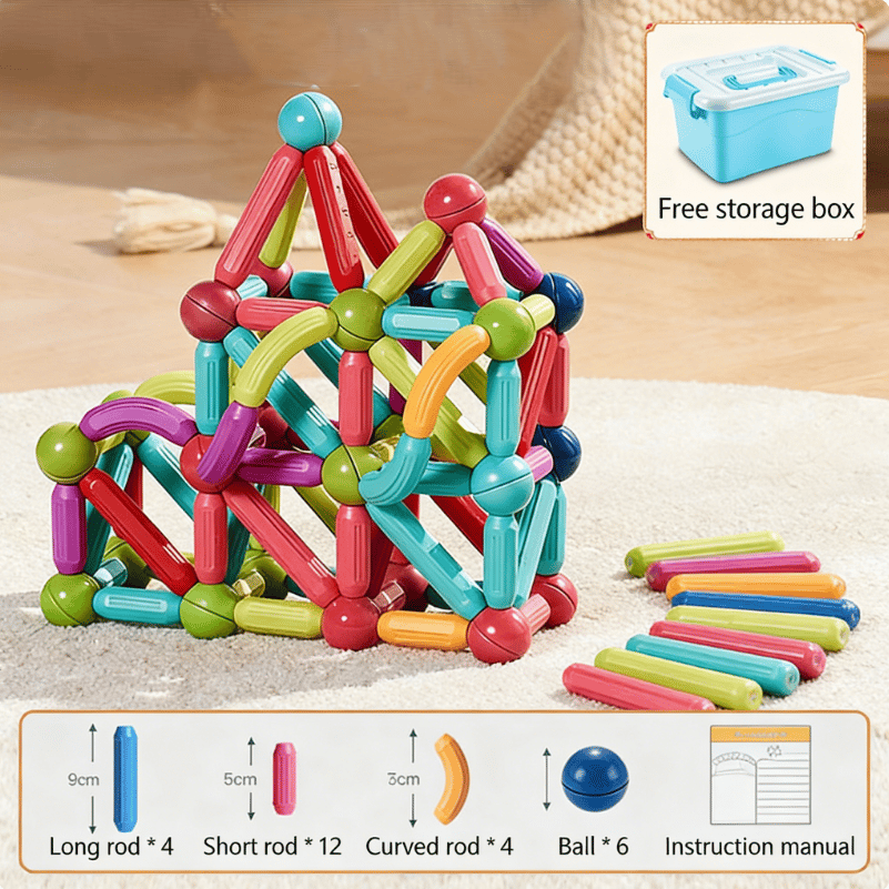 Children's Large Magnetic Building Sticks, Strong Magnet Educational … –