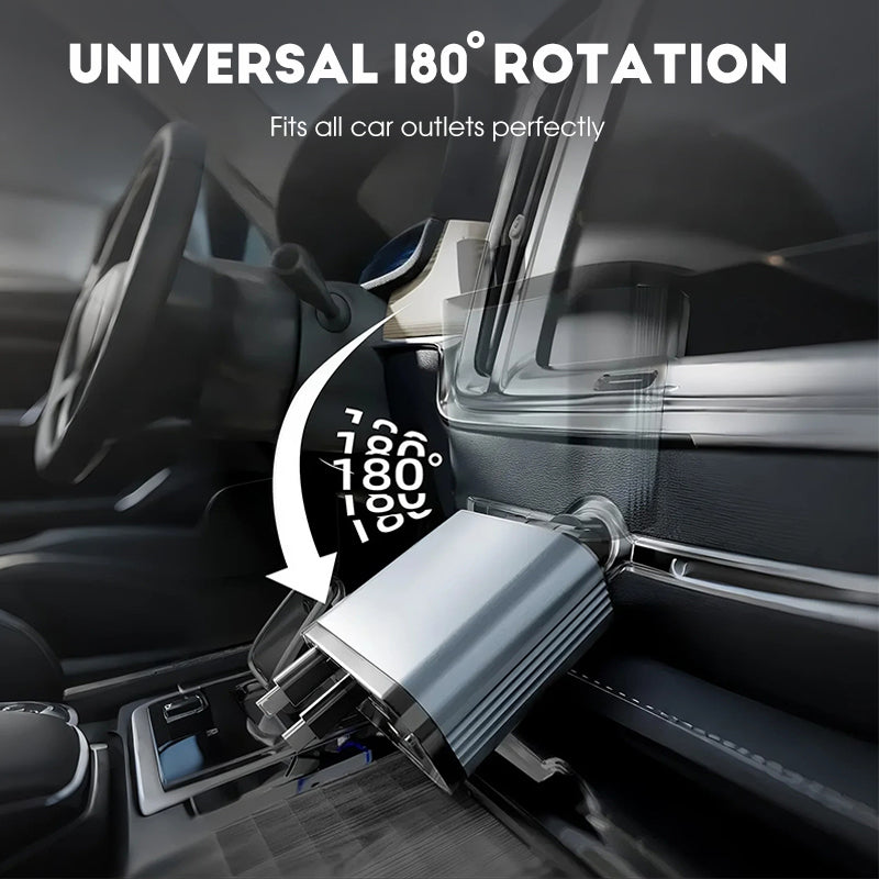 ✨ Ultra-fast 4-in-1 Car Charger 90W – With Retractable Cables & Ambient Starlight 🚗🌌
