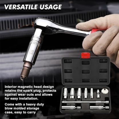 10-Piece Magnetic Swivel Spark Plug Socket Set